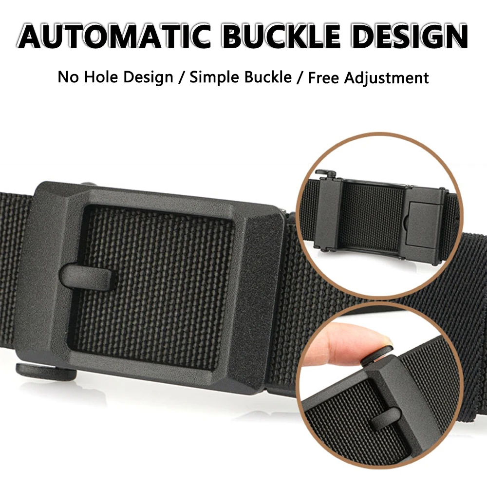 TUSHI New Tactical Belt Automatic Buckle Quick Release Military Elastic Belt Casual Tooling Training Belt Men's Trousers Belt