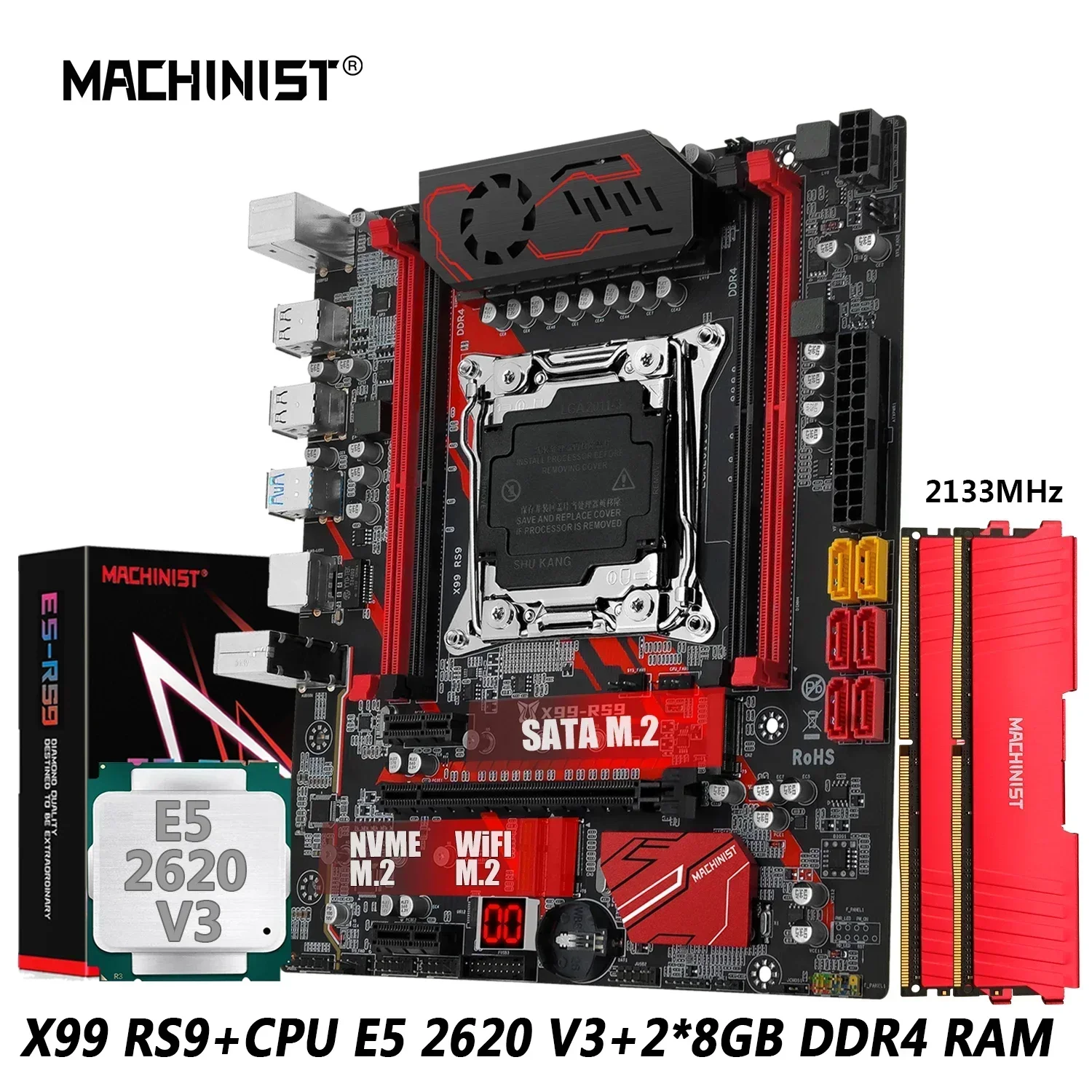 

MACHINIST RS9 X99 Motherboard combo Kit Set with Intel Xeon E5 2620 V3 CPU LGA 2011-3 Processor DDR4 16GB ( 2 x 8gb) Memory