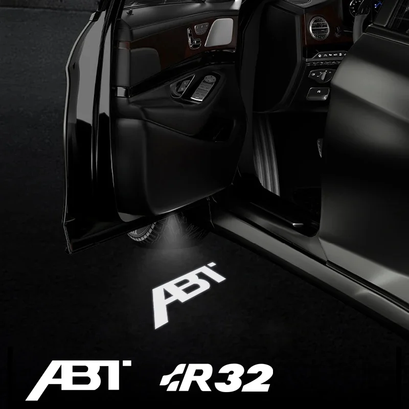 For ABT R32 Logo Polo Golf 5 6 7 A5 A7 A1 SQ5 TT RS6 RS3 RS4 RS5 Q7 Q5 Q8 A3 Car HD Door Welcome Light Led Projector Lamp 1/2PCS
