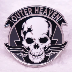 Metal Gear Enamel Pin Outer Heaven Skull with Wings Brooch Game Jewelry Backpack Decorate