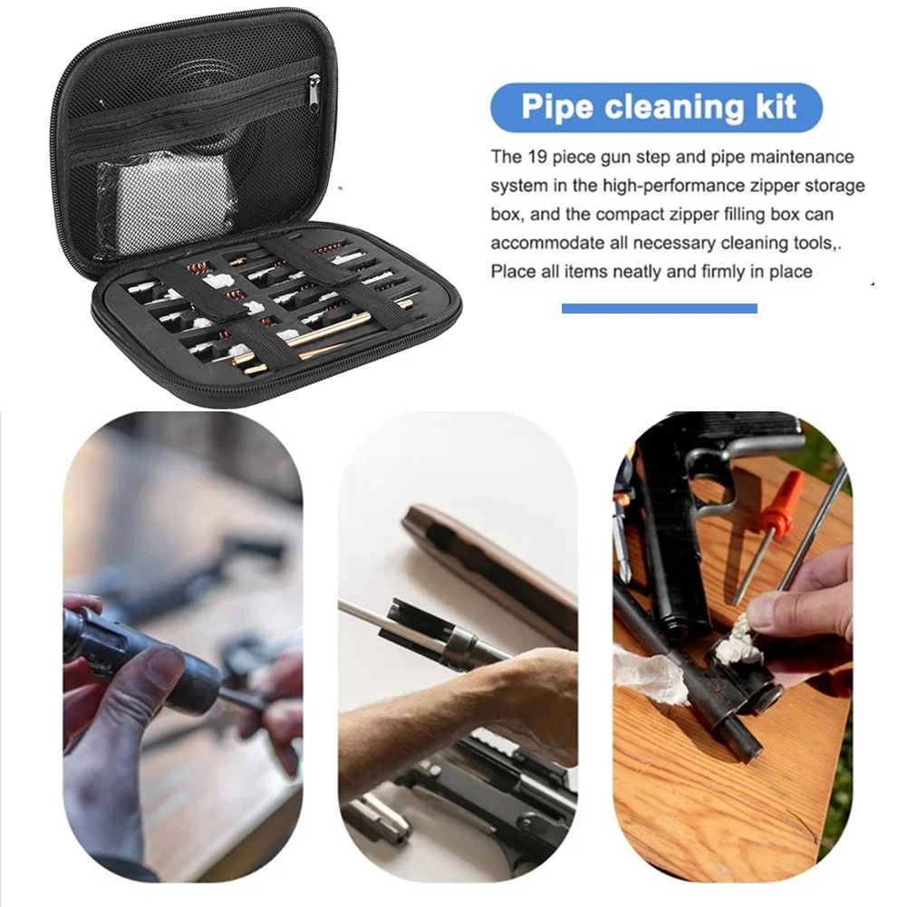أداة تنظيف مسدس فرشاة المسدس 19 قطعة مجموعة تجريف الأنابيب طقم تنظيف وصيانة فرشاة برميل المسدس #3