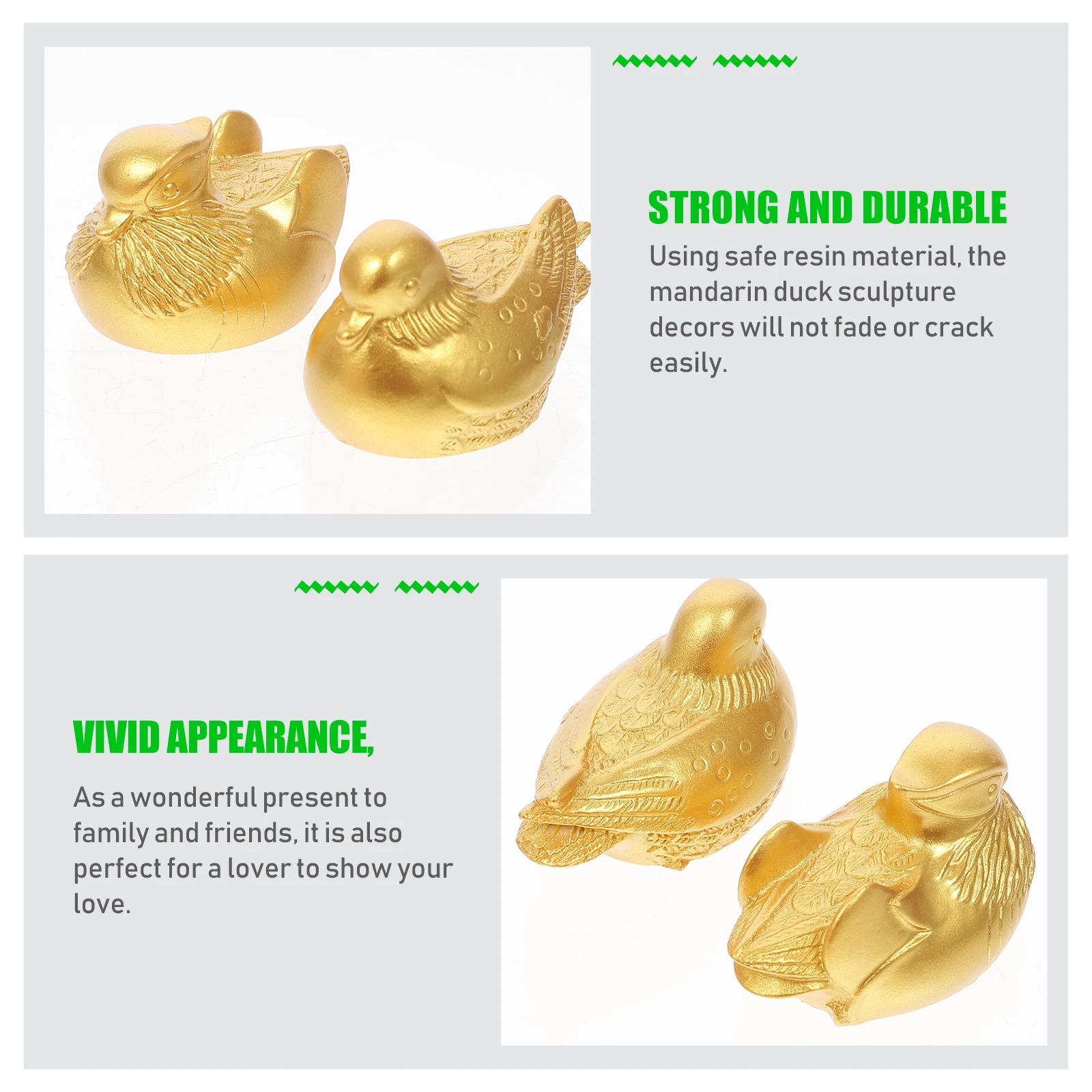 

1Pair Duck Crafts Outstanding Craftsmanship Beautiful Texture Home Daily Decor Statue Desktop Resin Craft