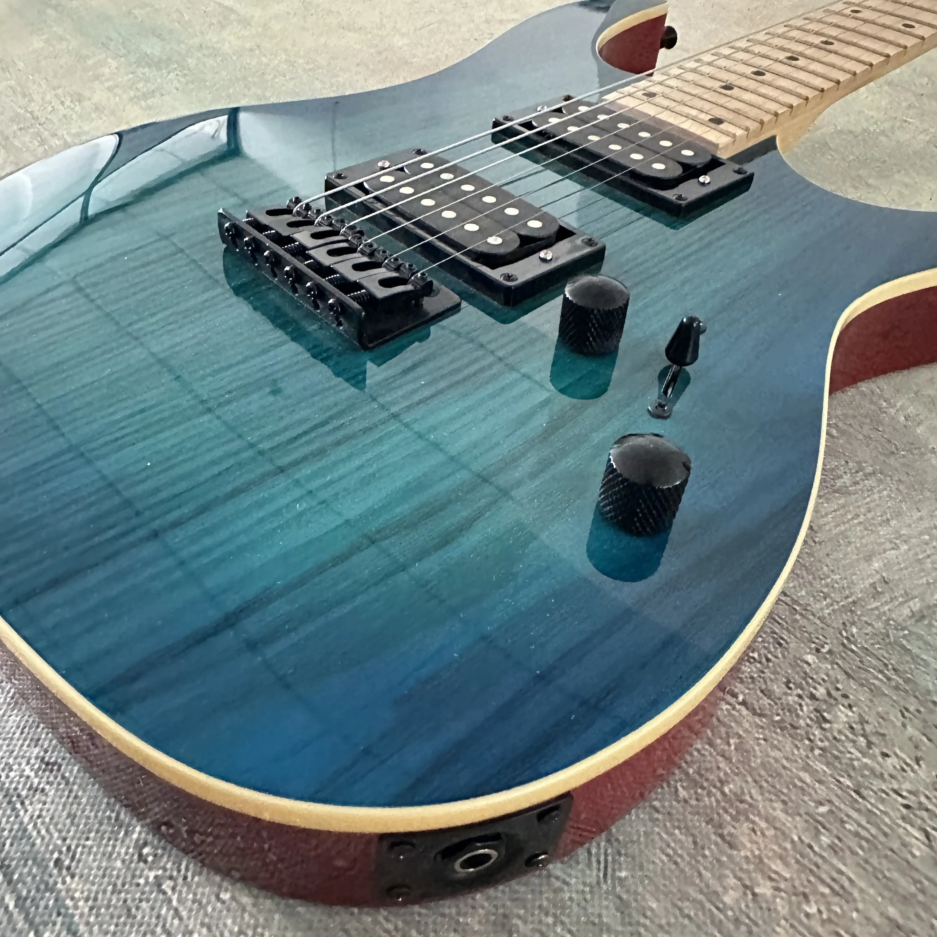 

In Stock RG Style Blue Gradient Electric Guitar Flamed Maple Top Maple Neck HH Pickups 6 String Free Shipping Worldwide