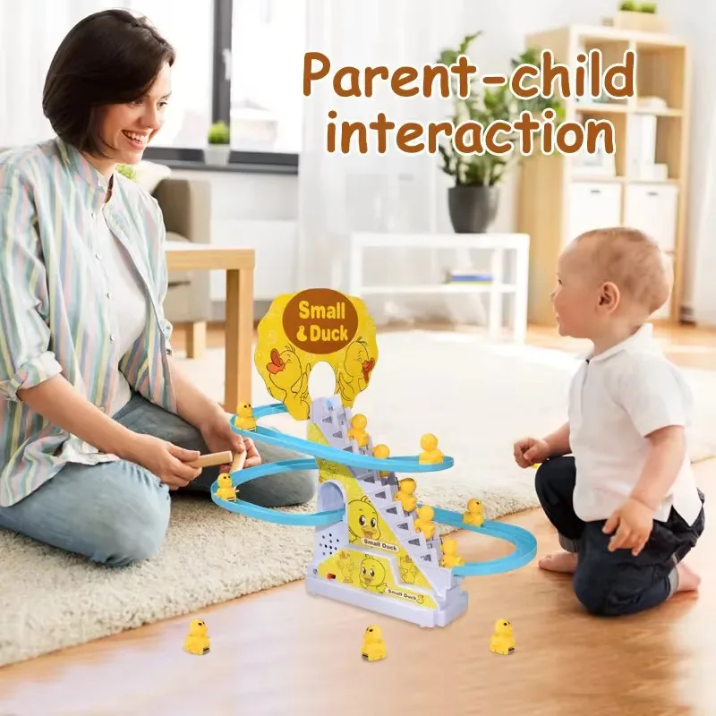 Electric Small Ducks Climbing Race Track Game Set with Lights & Music DIY Roller Coaster Toy for Kids Educational Gift