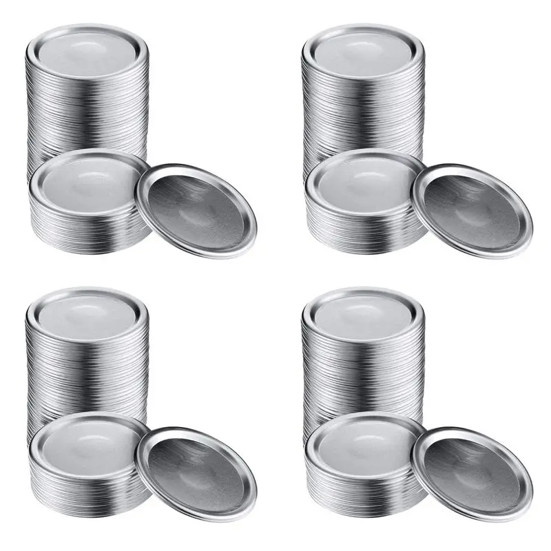 200 Pcs Wide Mouth 86 Mm Jar Canning Lids, Reusable Leak Proof Split-Type Silver Lids With Silicone Seals Rings-[A002 Wind]