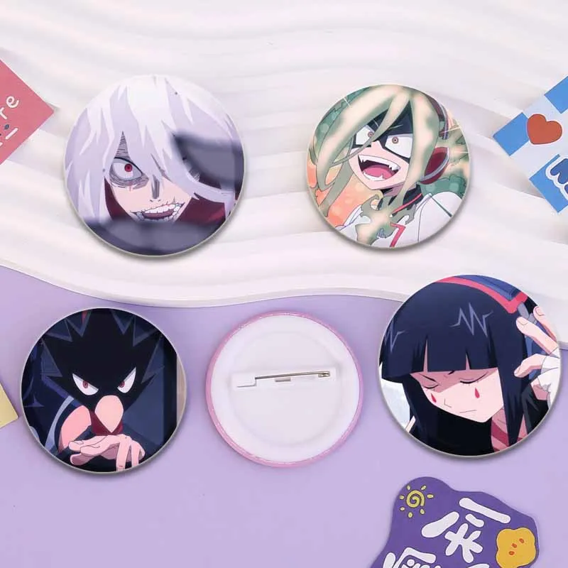 Hot Collections Anime Pins Midoriya Izuku Bakugou Katsuki Round Badge Todoroki Shoto Ochaco Uraraka Cartoon Brooches Accessorie