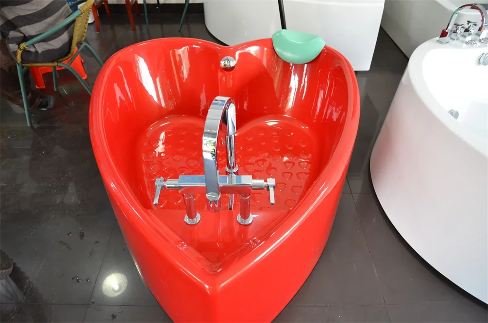 &c Bathroom Corner Couples Whirlpools Bath Tub air Bubble Jets Red Acrylic Bathtubs Heart Shaped Bathtub Large Size
