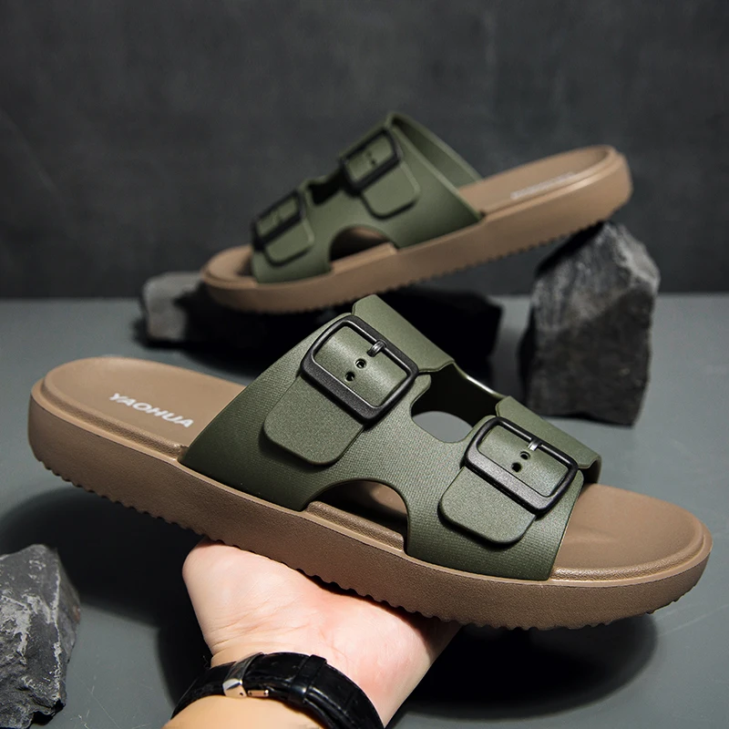 صنادل كاجوال رجالية صيفية عصرية متعددة الاستخدامات للاستخدام الخارجي للمنزل، ملابس خارجية خفيفة الوزن، شباشب للشاطئ #2