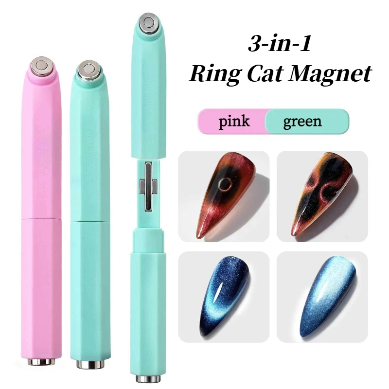 

1pc Multi-functional Ring Shaped Cat Magnetic Stick For 3D Circular Diagonal Effect Magnet Cat Gel Polish 3-in-1 Manicure Tool