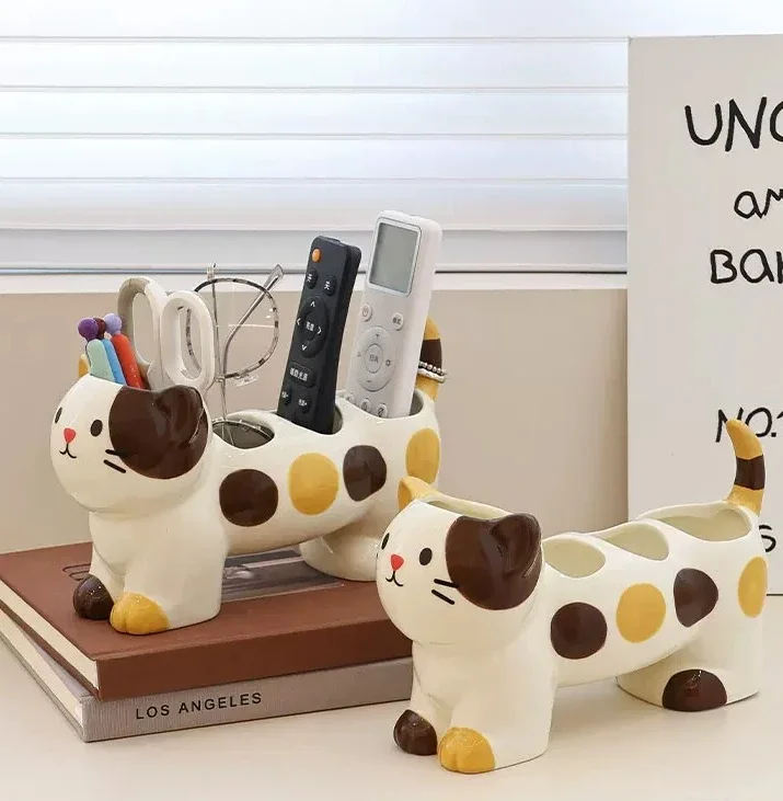 NEW Cute Kitten Remote Control Storage Box Crafts Home Desktop Decoration Ornament Storage Rack Gift