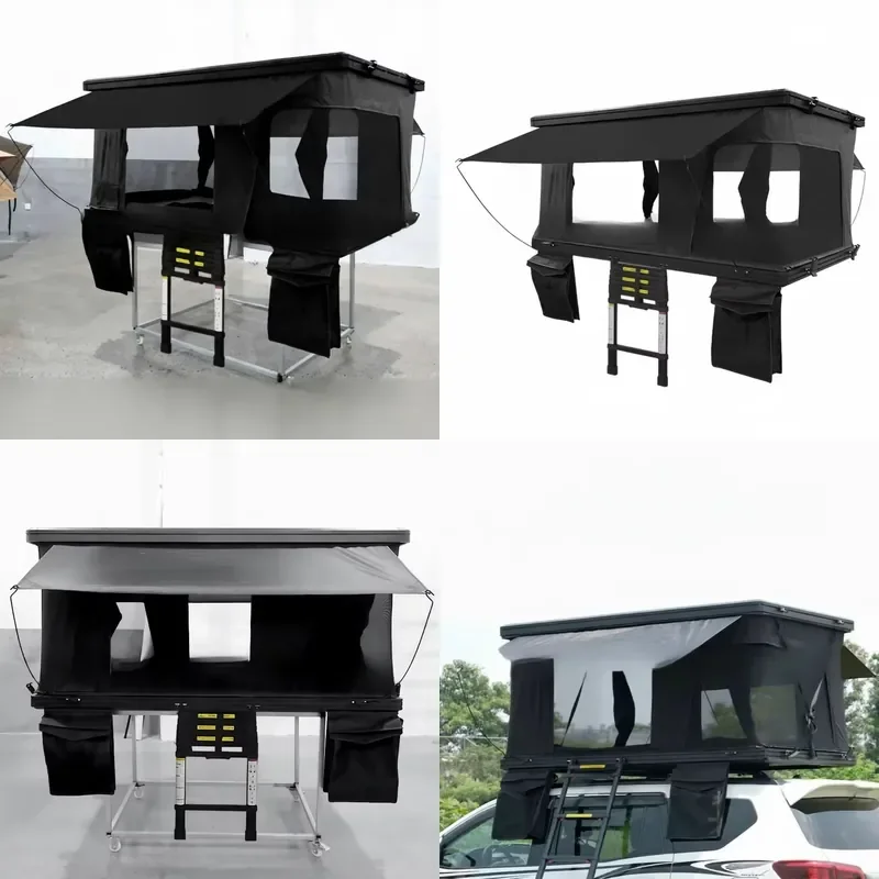 Outdoor Aluminum Hard Shell Roof Top Tent Four-season Single Layer Waterproof 2 Person Camping Equipment