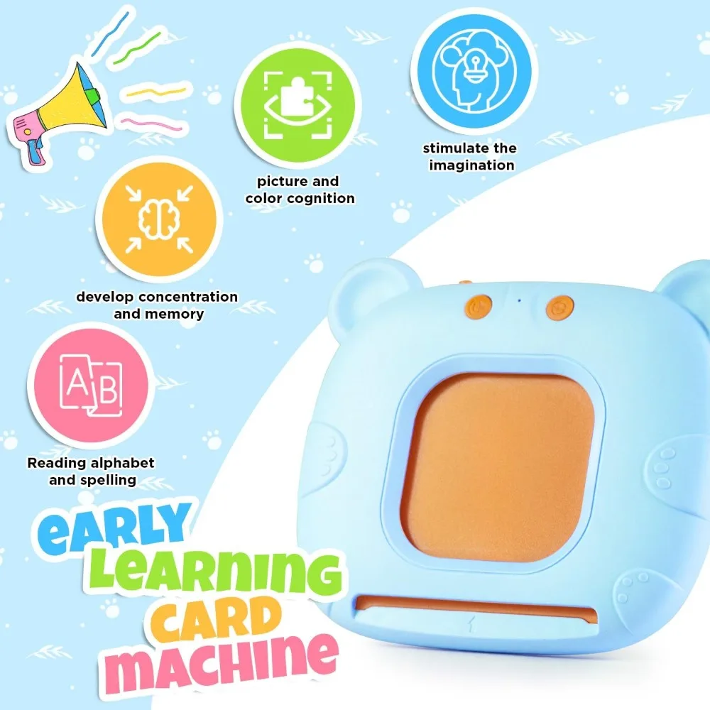 Bear Talking Flash Cards 112 vellen kaart 224 zichtwoorden Flash Card Leermachine Audio Leren Plastic