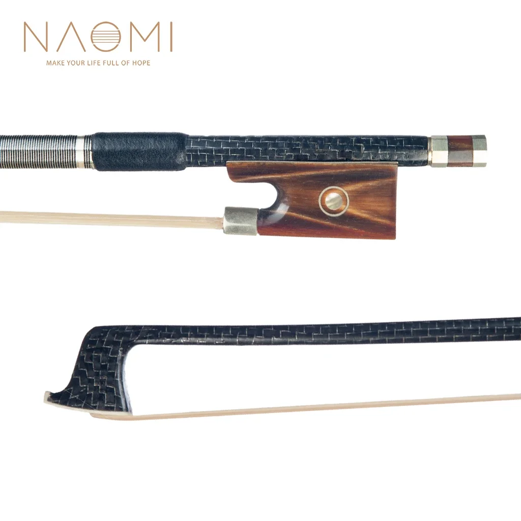 NAOMI Master Carbon Fiber Bow Fiddle/ Violin Bow Silver Braided Carbon Fiber Bow W/ Ox Horn Frog Classical Paris Eye Inlay