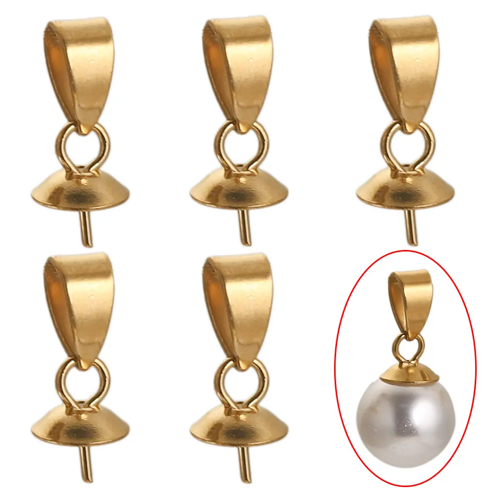 

20pcs Stainless Steel Pendant Clasps Pinch Clip Eye Pins Bail Hooks Beads End Caps Connector Connecteur Collier for Necklace DIY
