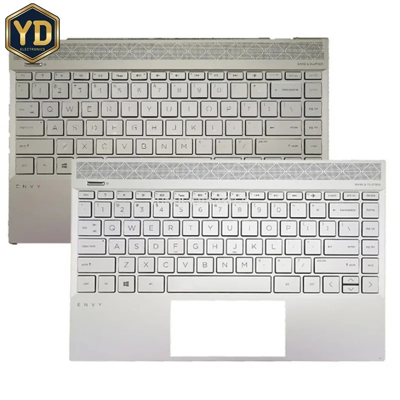 YD New Top Case US Keyboard For HP ENVY 13 13-AH TPN-W136 Laptop Palmrest Upper Cover with Backlit keyboard Replacement Glod Sil