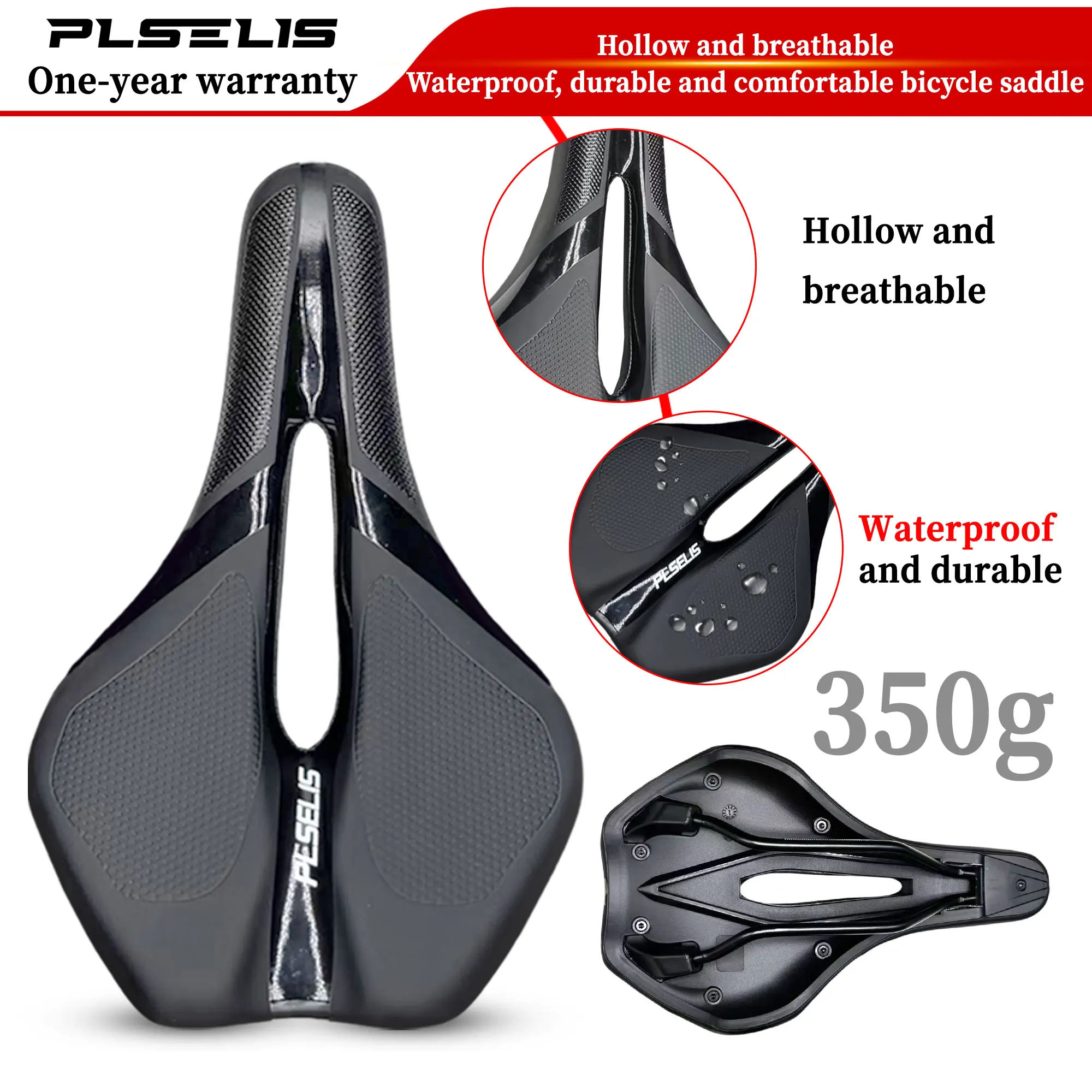 

Plselis road bike cushion soft sponge thickened light hollow breathable cooling 265g light bike comfortable riding equipment.