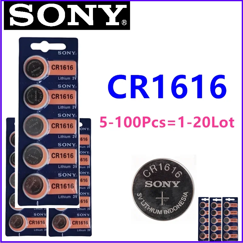 5-100Pcs Original Sony CR1616 3V Lithium Battery Watch Toy Calculator Car Key Remote Control Button Coin Cells