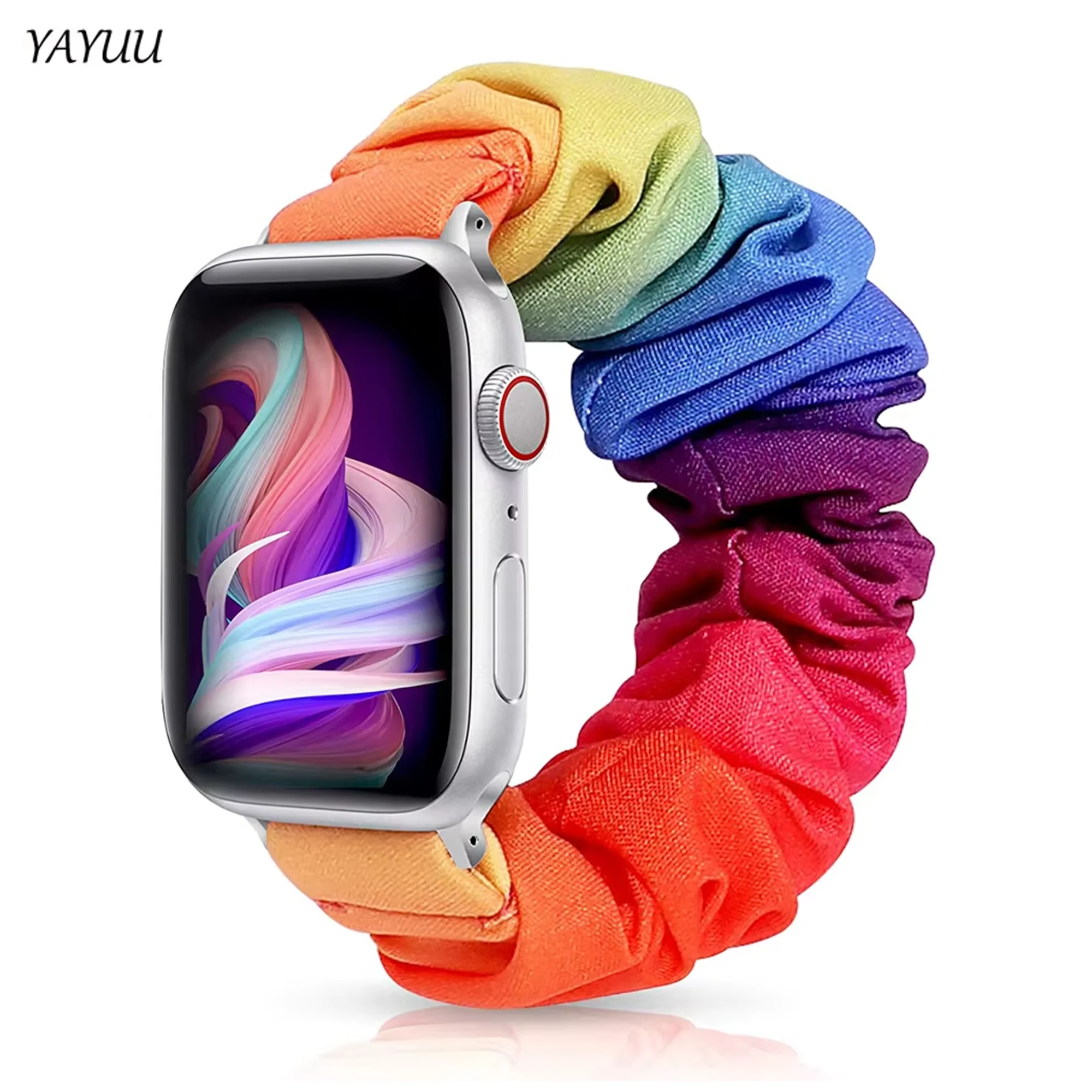 

YAYUU Print Elastic Scrunchie Band for Apple Watch Bands 40mm-49mm Compatible with iWatch Series Ultra 8 7 6 5 4 Watch Bracelet