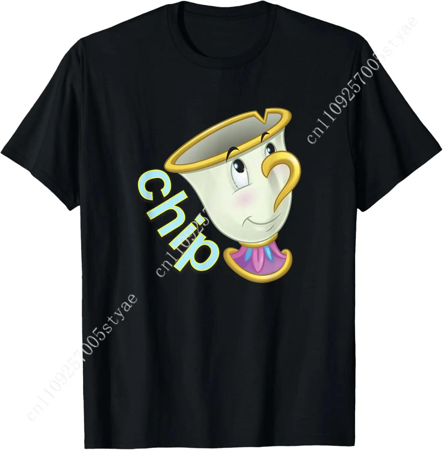 

Disney Beauty and The Beast Chip Side Profile Big Face T-Shirt