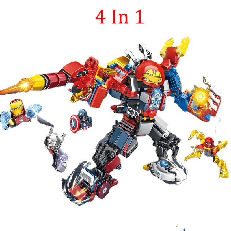 Children Toys Gift Superhero Avengers War Fit Spider-Man Mecha Venom Battle Armor Chariot Vehicle Puzzle Assembly Building Block