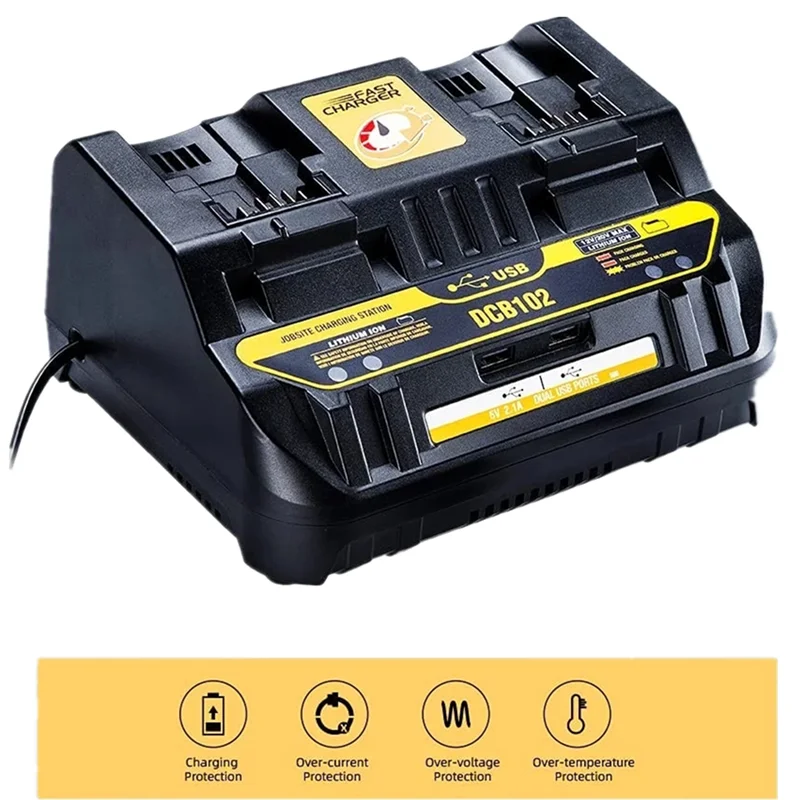 DCB102 Battery Charger DCB102BP 2-Port Charger Compatible with Dewalt 12V - MAX Charging Station DCB206 DCB205 DCB204