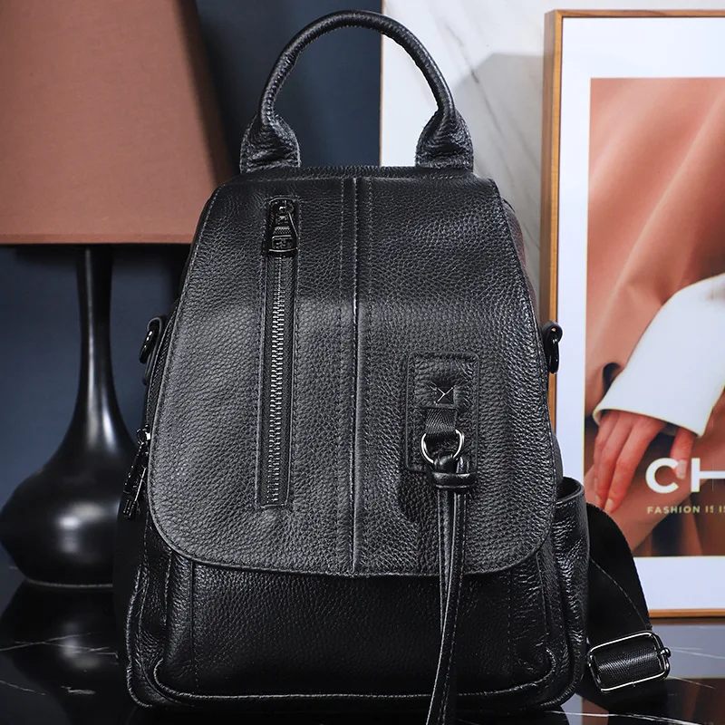 New Women’s Fashionable Versatile Genuine Women’s Feminine Small Backpack Leather Large Capacity Bag Teenage Backpacks For Girls