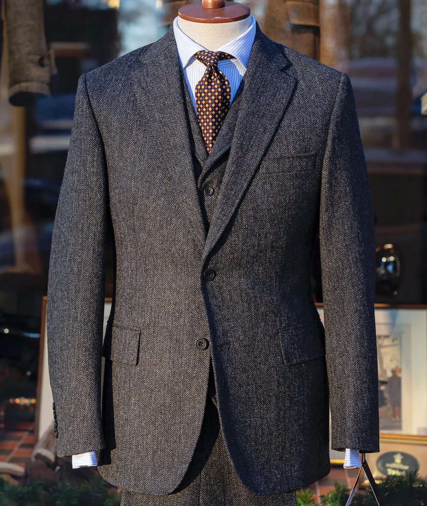 Simple Men Business Suits Notched Lapel Two Button Herringbone Slim Fit Formal Party Wear 3 Piece Office Daily Set Custom Made