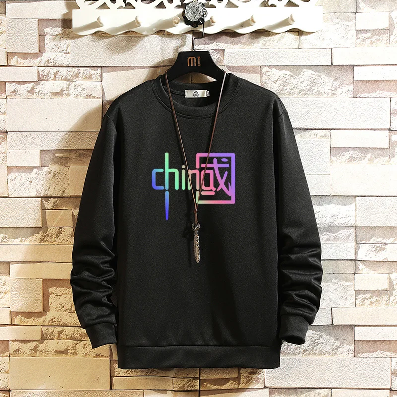 

Мужская зимняя толстовка с круглым вырезом, на флисовой подкладке, утолщенная, повседневная, свободного кроя, с принтом, из смесовой полиэстеровой ткани