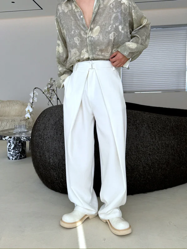 

Spring 2026 Men's Casual Wide Leg Pants Double Waist Design Straight Cut Faionable All-Match Leisure Trousers for Hairsts