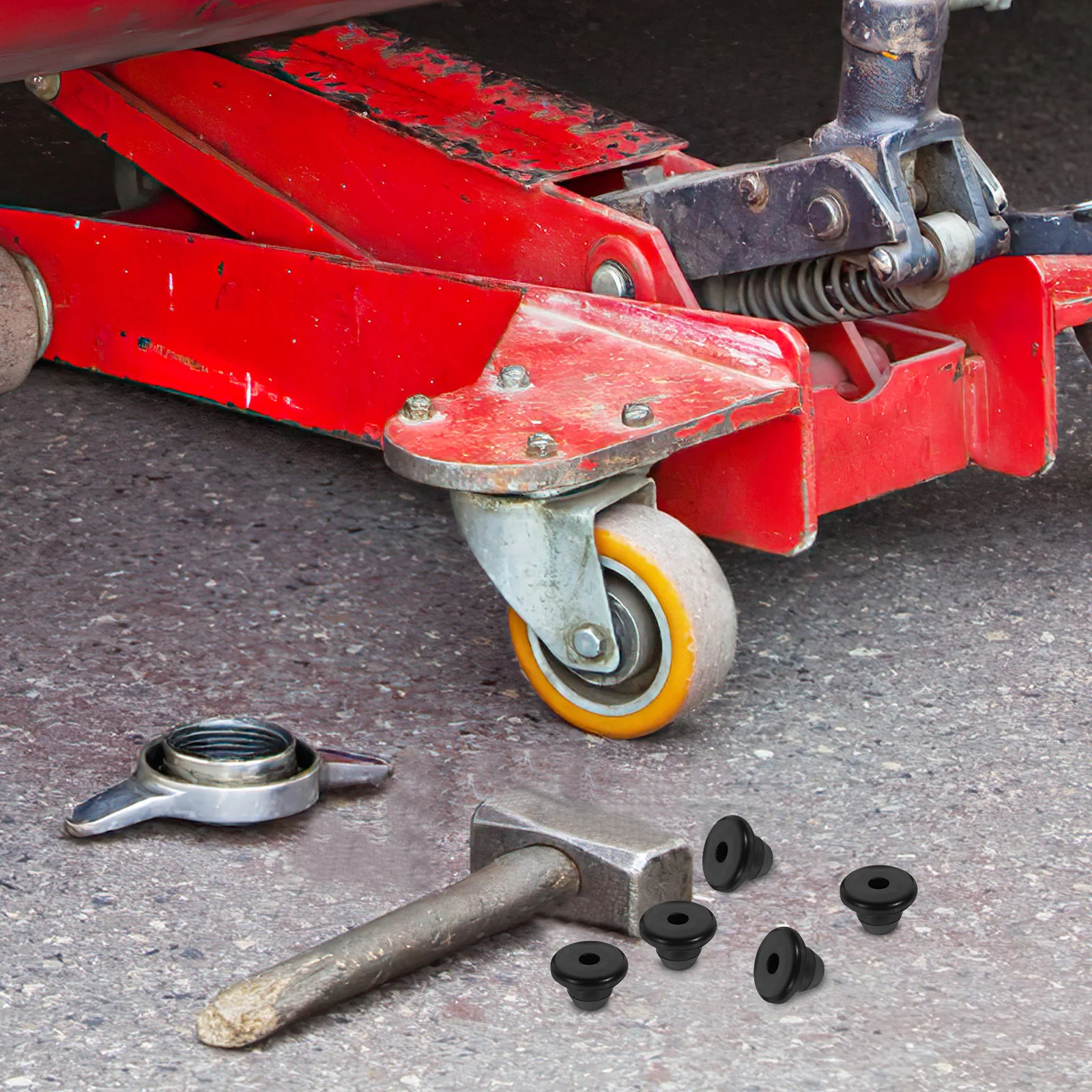 Jack steker pengisi minyak Plug karet lantai botol Bung hidrolik perbaikan lubang Reservoir Cap Set