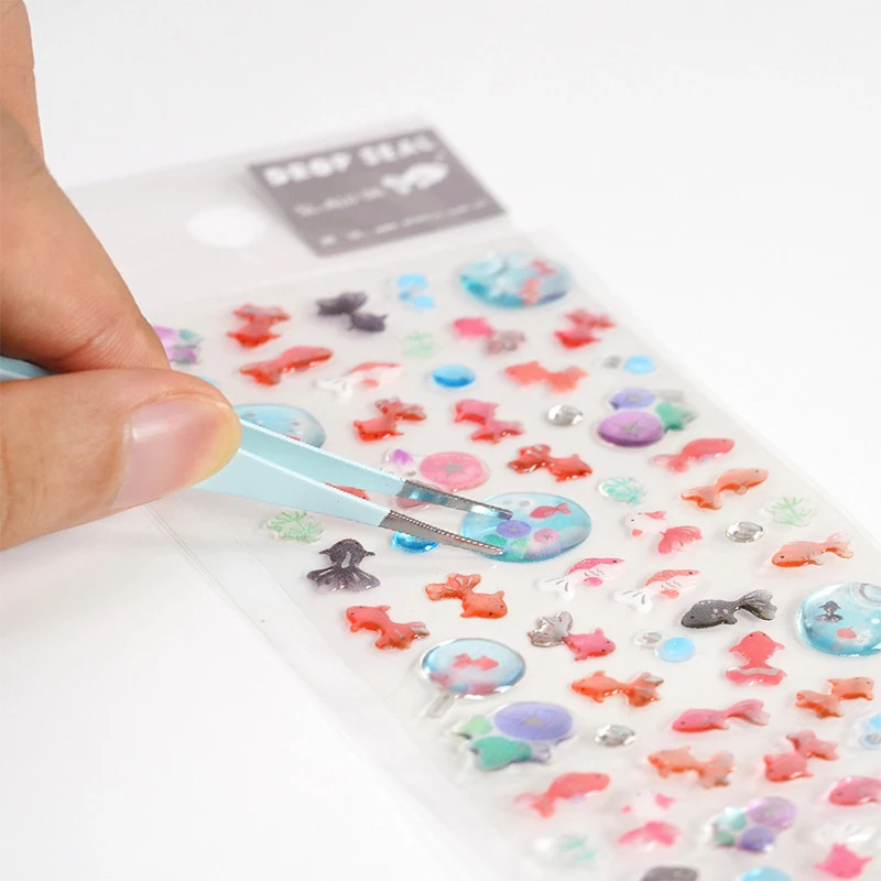 1 sheet Japan Goldfish Epoxy Crystal Glue Sticker Phone Case Sticker Diary Notebook Decoration Creative Gifts