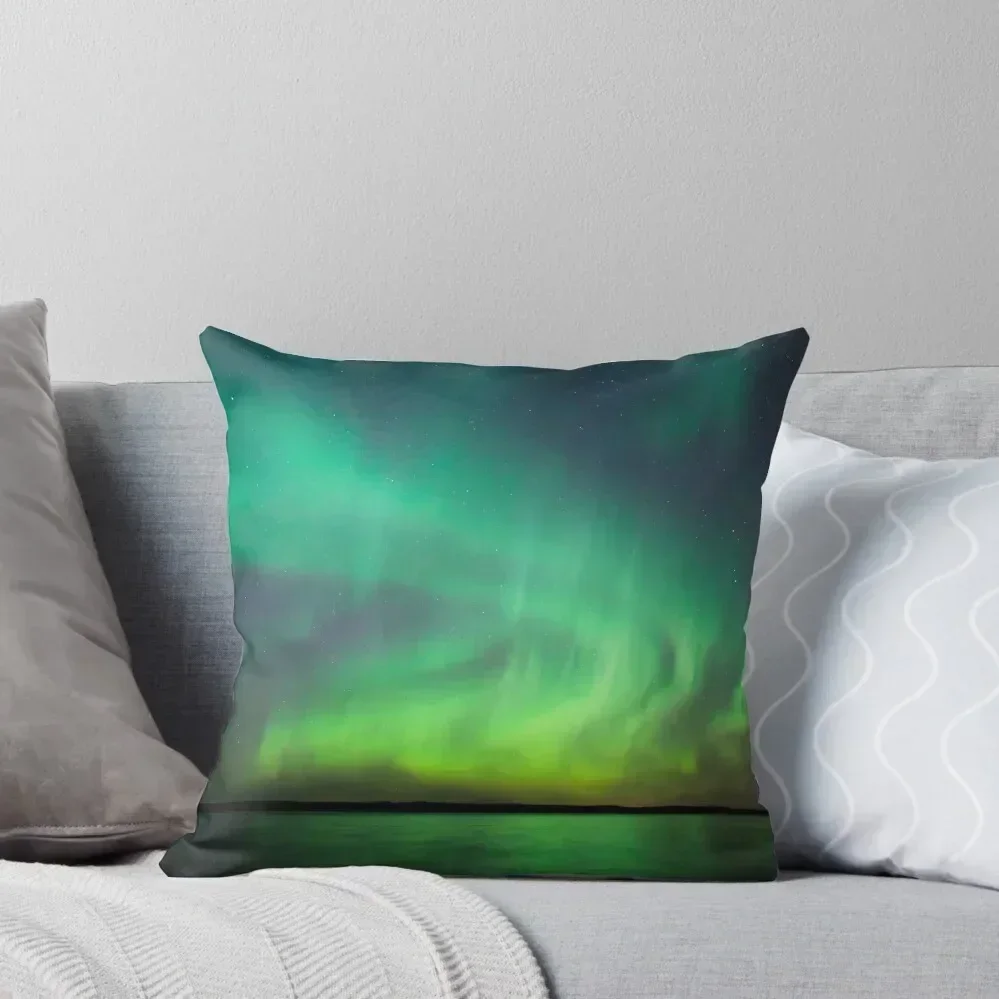 

Northern lights over lake in Finland Throw Pillow Christmas Covers For Cushions Luxury Pillow Case luxury covers pillow