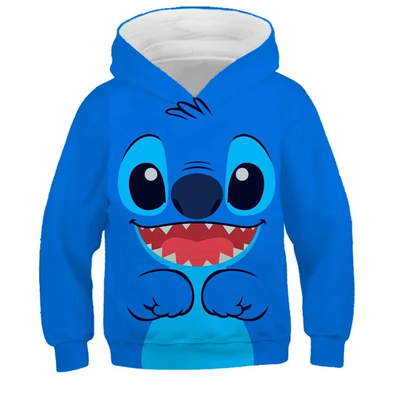 MINISO Kids Stitch Sweatshirt Children Clothes Spring Baby 3D Printed Pullover Sweatshirts Costumes 1-14 Years Old Family Hoodie