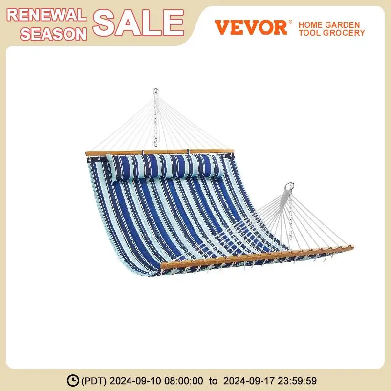 

VEVOR Double Quilted Fabric Hammock 12FT Garden Hammock With Detachable Pillow for Camping Outdoor Garden Beach 480lbs Capacity