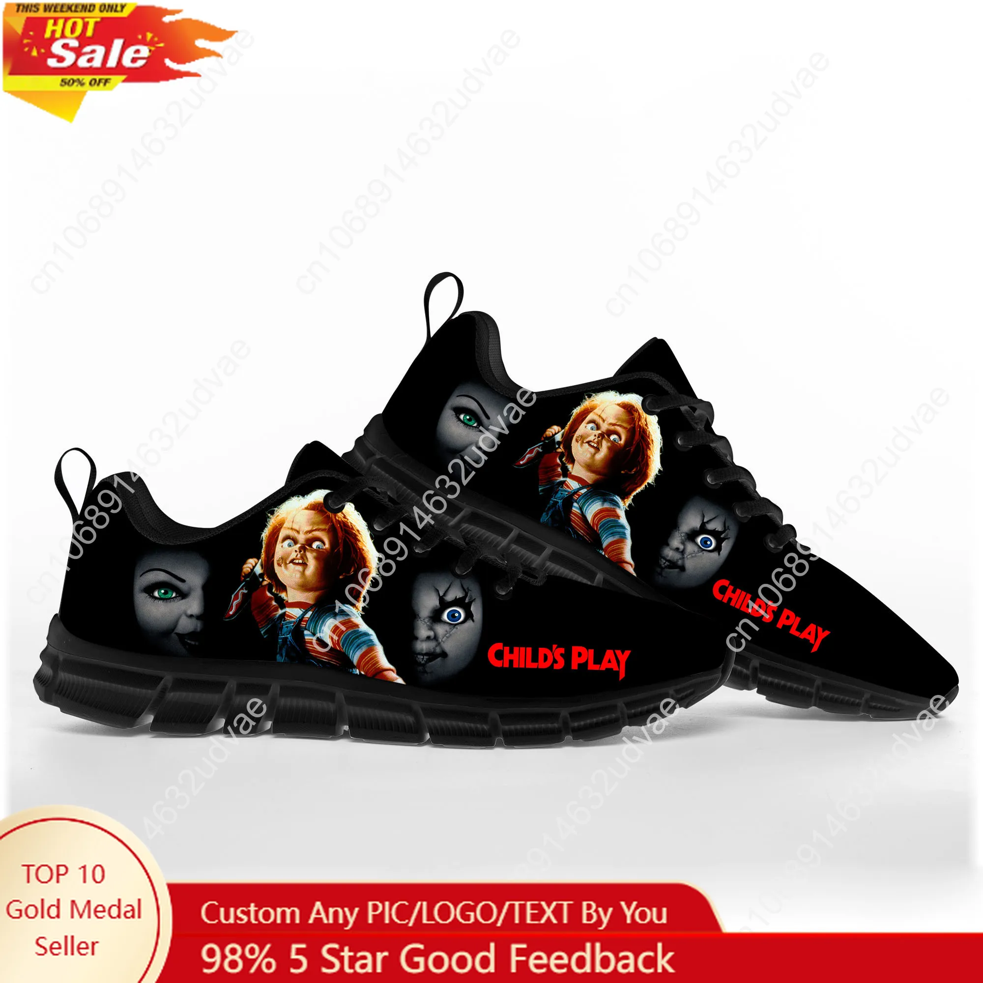 

Childs Play Chucky Sports Shoes Men Women Teenager Kids Children Sneakers Footwear Casual Couple Shoes Black