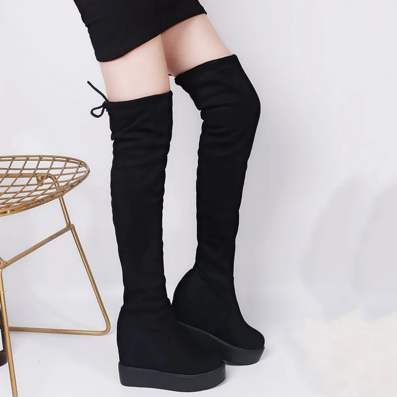 Comemore 2022 Fashion Hidden Heel Woman Long Over-the-knee Boot Women\'s Winter Platform High Socks Boots for Women Shoes Heels