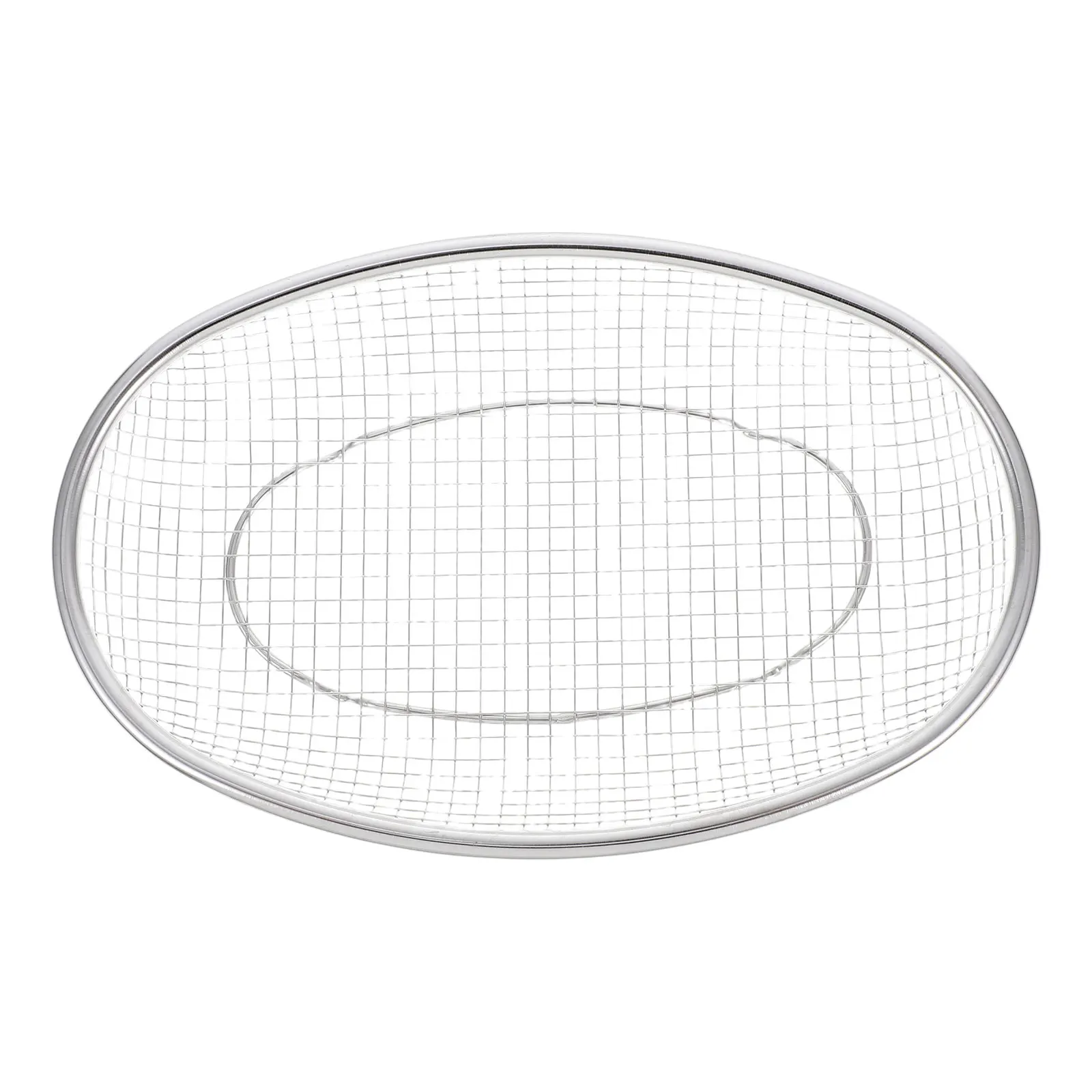 Stainless Steel Oval Basket Kitchen Mesh Strainer Food Drainer for Fruits Vegetables Bread Multipurpose Space Saving Easy Clean