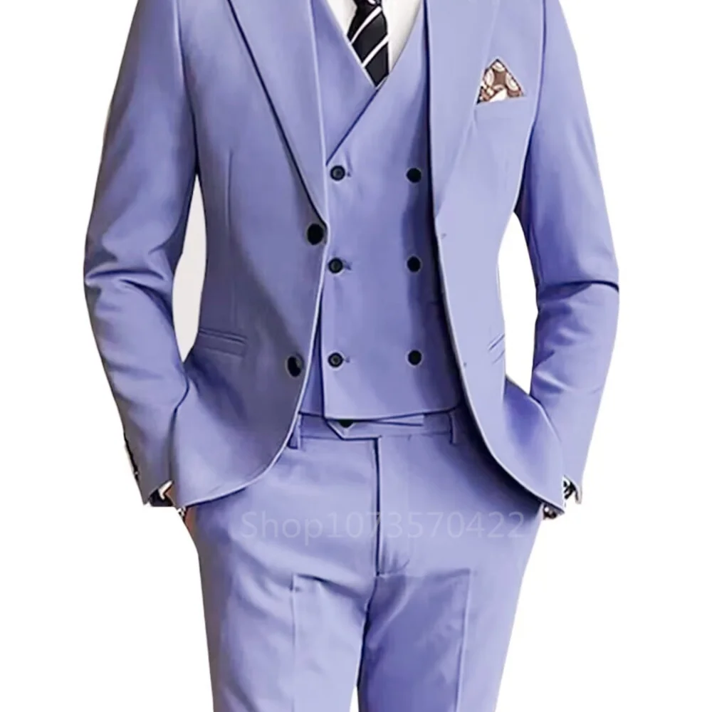 

Latest Solid Formal Men's Suit Slim Fit Elegant Groom Tuxedos Wedding Business Party Suits 3 Pieces Sets (Jacket+Vest+Pants)