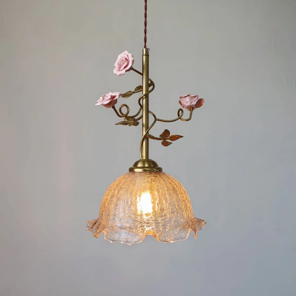 

Французская пасторальная прикроватная люстра, винтажная роза, креативная стеклянная атмосфера, люстра для кабинета, прихожей