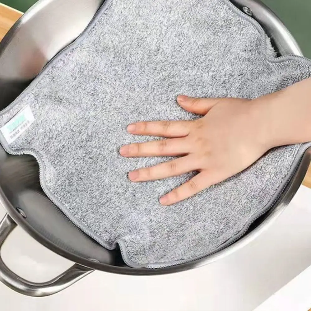1PC panno in fibra di carbone di bambù asciugamani per la pulizia della cucina olio antiaderente riutilizzabile strumento per la pulizia della cucina della casa
