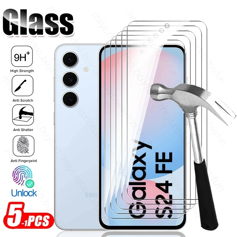 5-1Pcs 9H Premium Tempered Glass for Samsung Galaxy S24 FE 5G S24FE SM-F721B 6.7