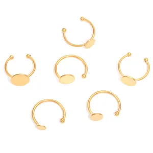 10pcs 조정 가능한 링 오프닝 스테인레스 스틸 링 베젤 베젤베이스 트레이 DIY 패드 디스크 핑거링 블랭크 설정 링 보석 제조 10 최고의 판매 공백 링 -№9