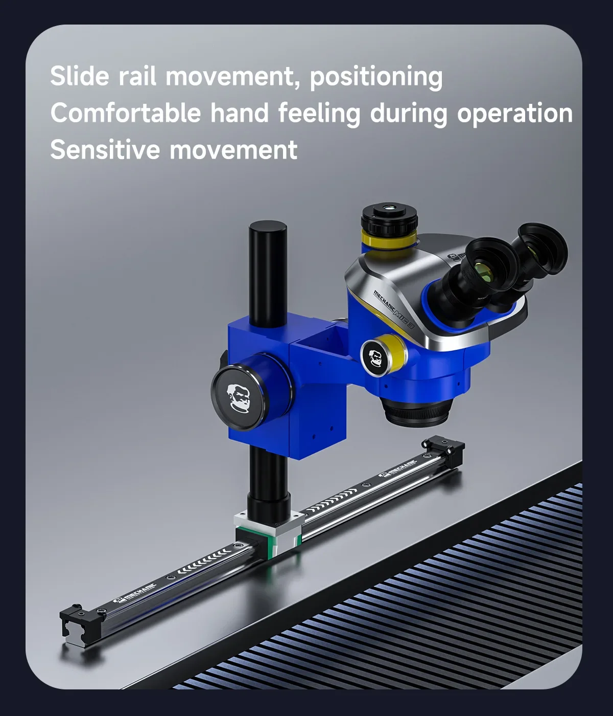 Carril deslizante sensible al diapositivo para microscopio mecánico HG15, movimiento sin retraso para riel guía de microscopio Trinocular y Binocular