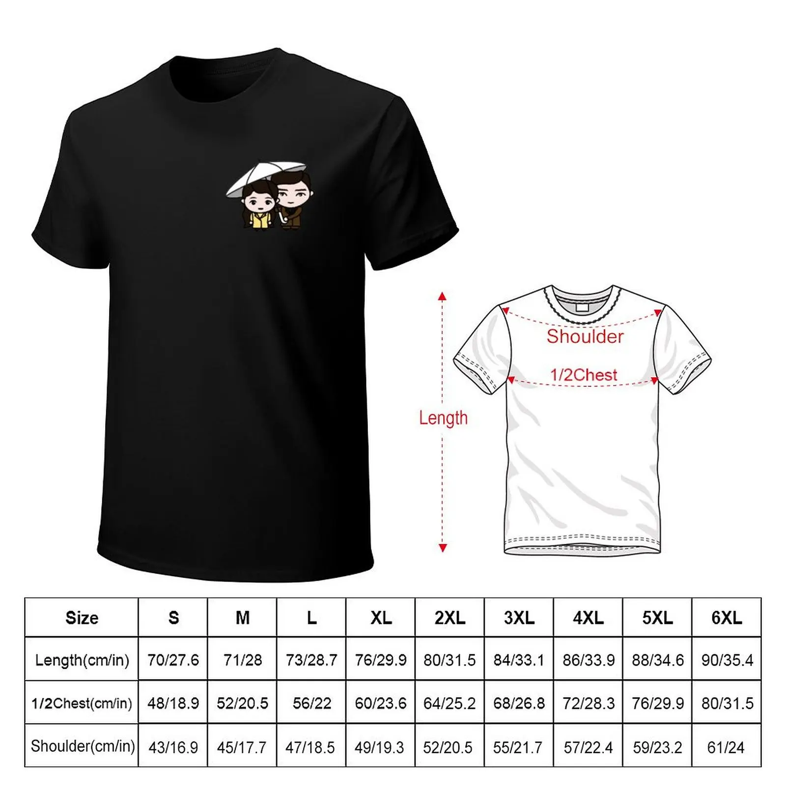 [CRASH LANDING ON YOU] Ri Jeong Hyeok Yoon Se Ri Umbrella Scene Chibi CLOY STICKERS T-Shirt Street Style Casual Tee Shirt