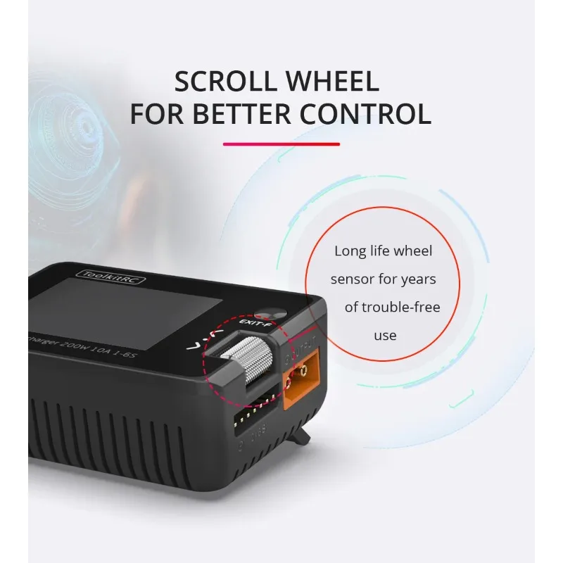 

ToolkitRC M7 200W 10A DC Charger with ESC Tester, Balance Charger Discharger for 1-6S Lipo Battery, Plastic Case