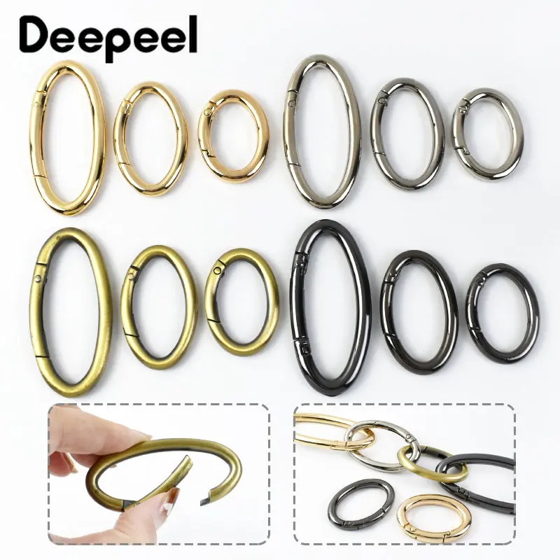 

5Pc Metal Oval Spring Buckle Ring Openable Snap Clasp Keyring Bag Belt Leather Crafts Pet Collar DIY Hardware Accessories