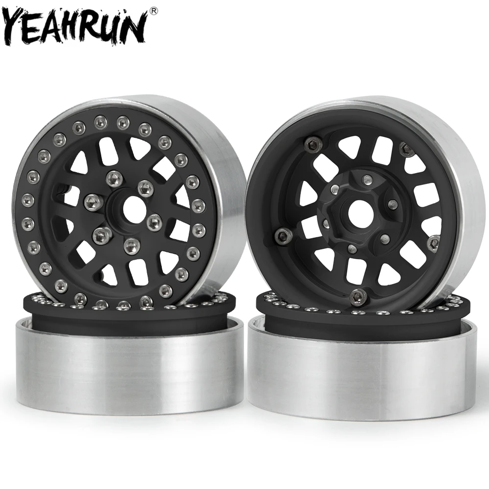 

YEAHRUN 4Pcs Metal Alloy 1/10 RC Rock Crawler 1.9inch Wheel Beadlock Rims For 1/10 TRX4 Axial SCX10 90027 90046 D90 D110