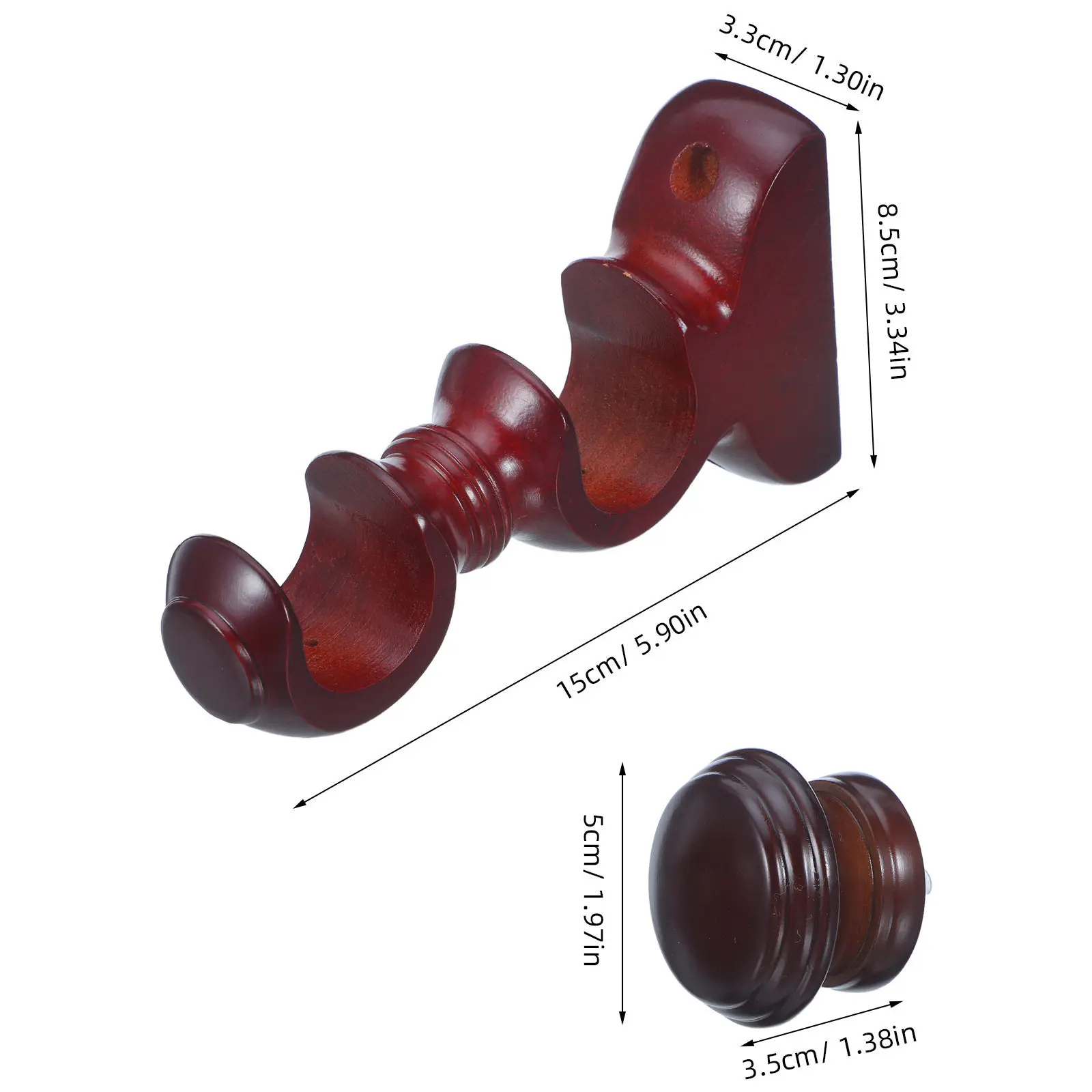 1Set Wood Curtain Rod Holders Double Curtain Rod Brackets Stable Wall Mount Bracket Holder for Sheer Blackout Drapery Pole 29Mm