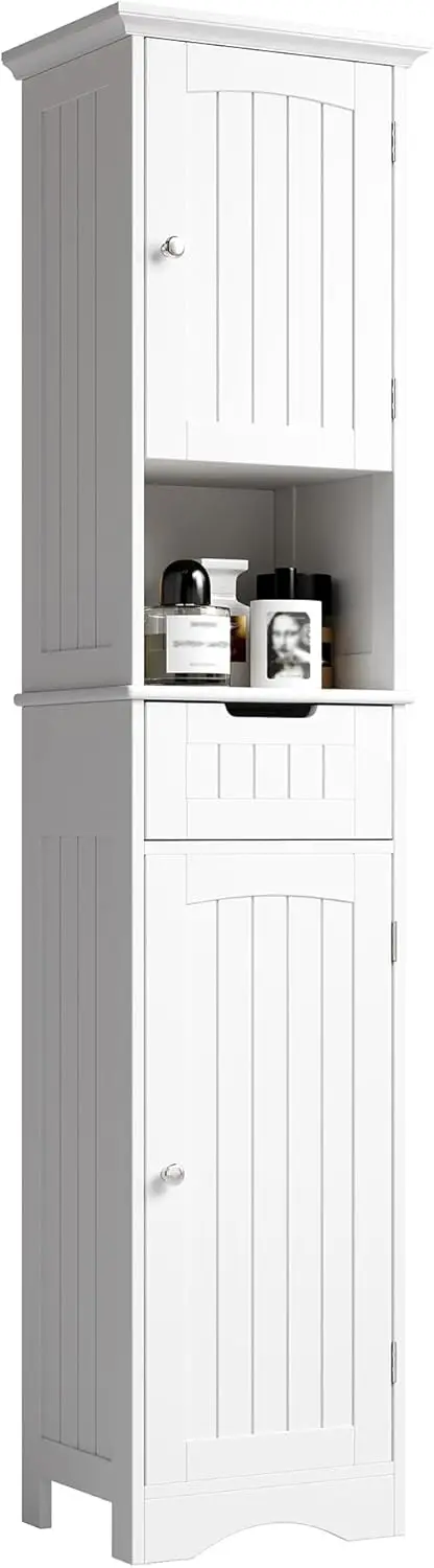 

67' Tall Bathroom Storage Cabinet Freestanding with Adjustable Shelves, Narrow Storage Linen Cabinet with 2 Doors and 1 Drawers