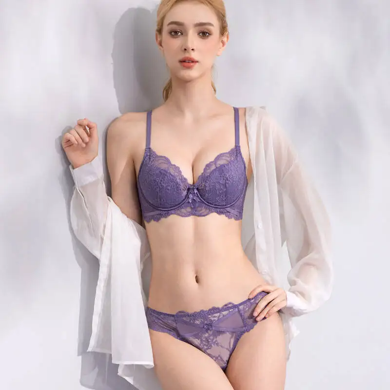 Purple Lace Underwear Push Beach Up Woman Bra Women Fashion Designed To Enhance Appearance Of Small Bust Sexy Featuring Thin